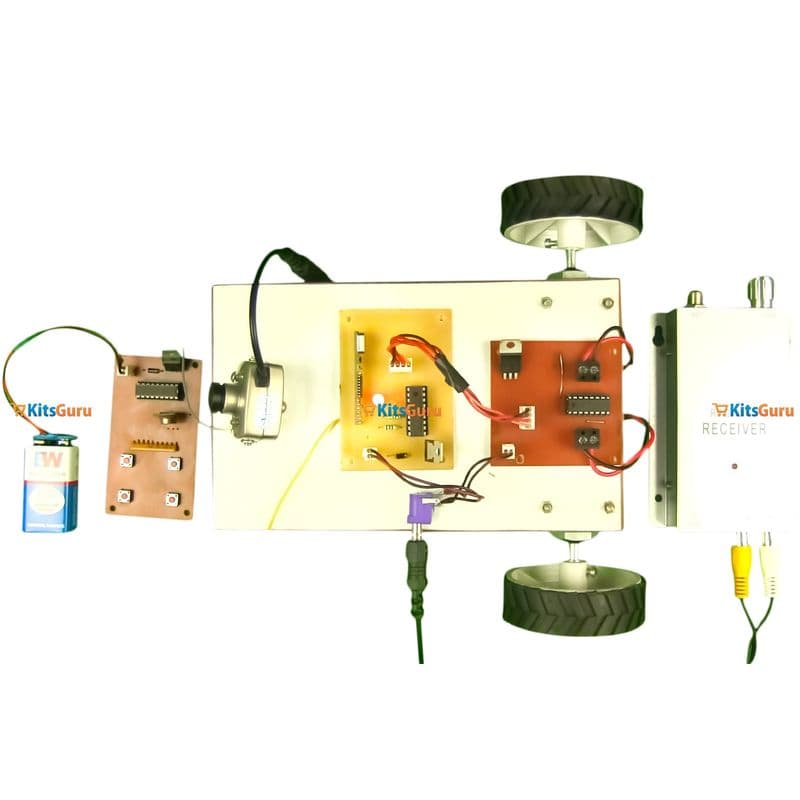 Surveillance Robot (without microcontroller) Records and play video at remote location. - View 1