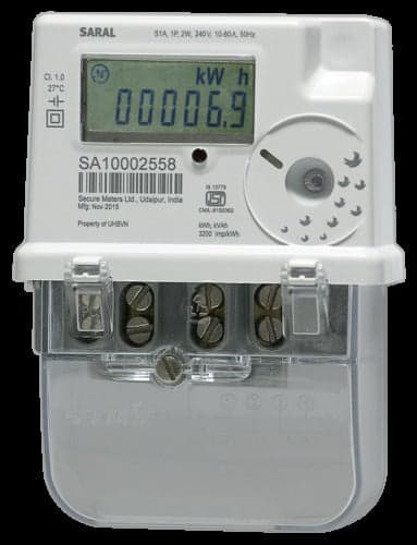 Secure SARAL Uni-Directional Single Phase LED Energy Meter - View 1