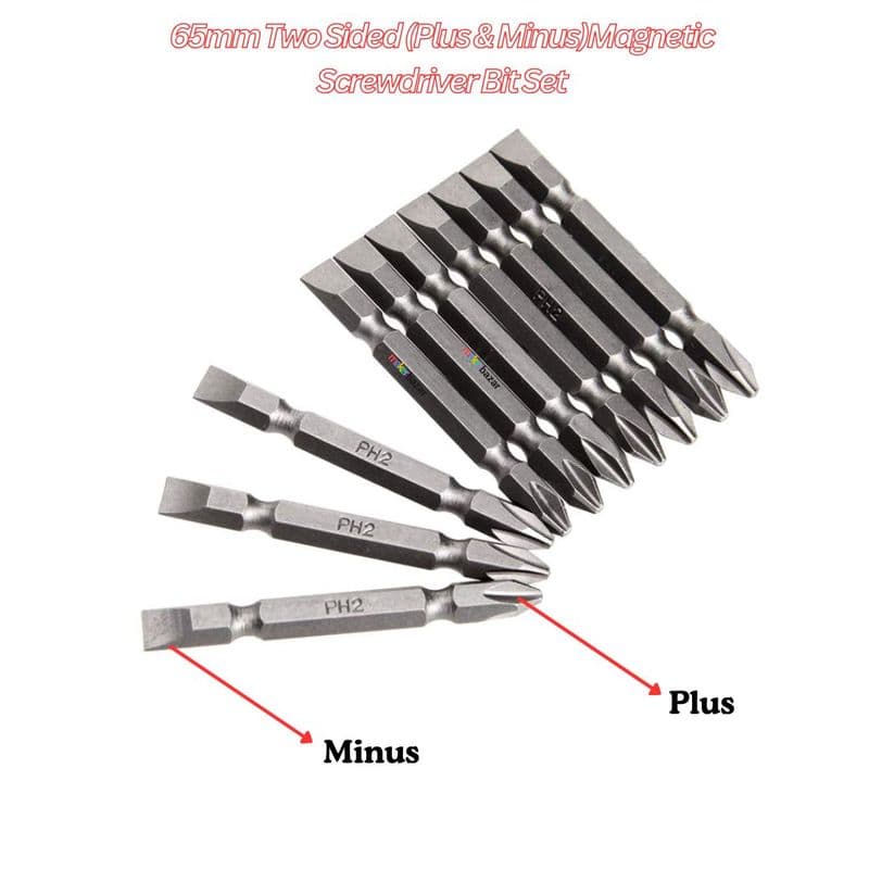 10pcs 65mm PH2 Two Sided Magnetic Screwdriver Bit Set - View 3