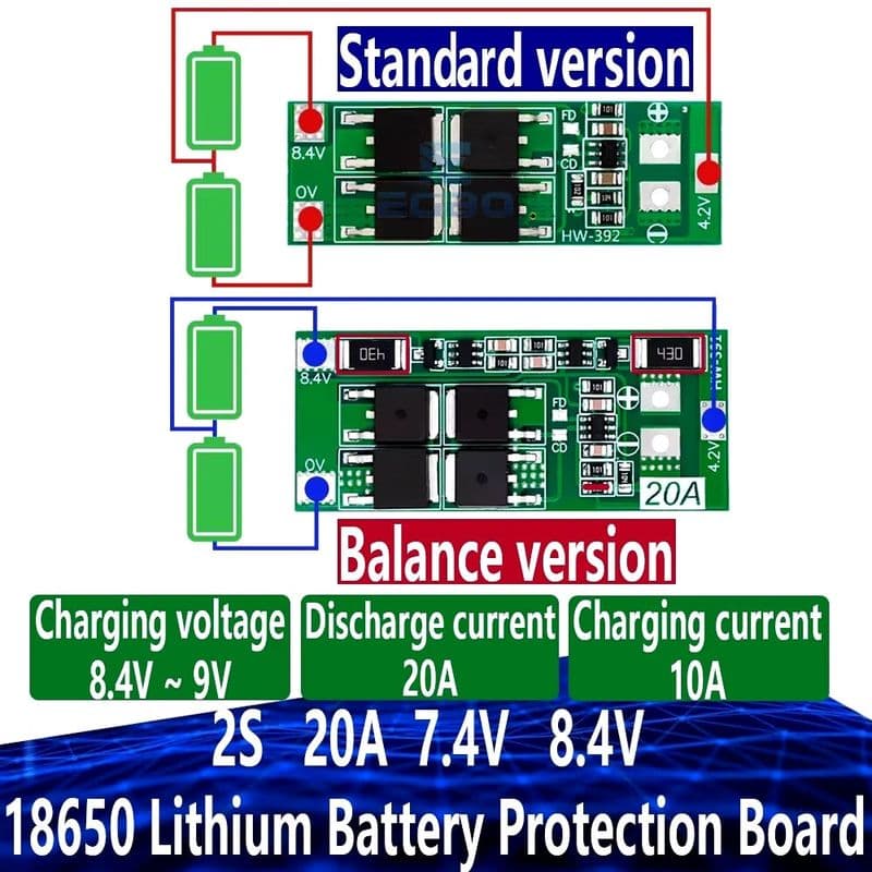 2S Li-Ion BMS 18650 Lithium Ion Battery Protection Boards - View 2