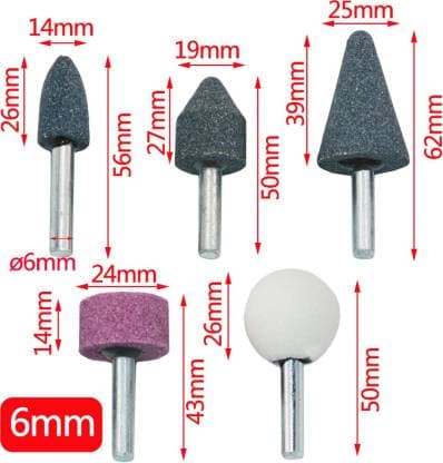 10 Pcs 6mm & 3mm Shank Abrasive Mounted Stone Rotary Tool Bits - View 3