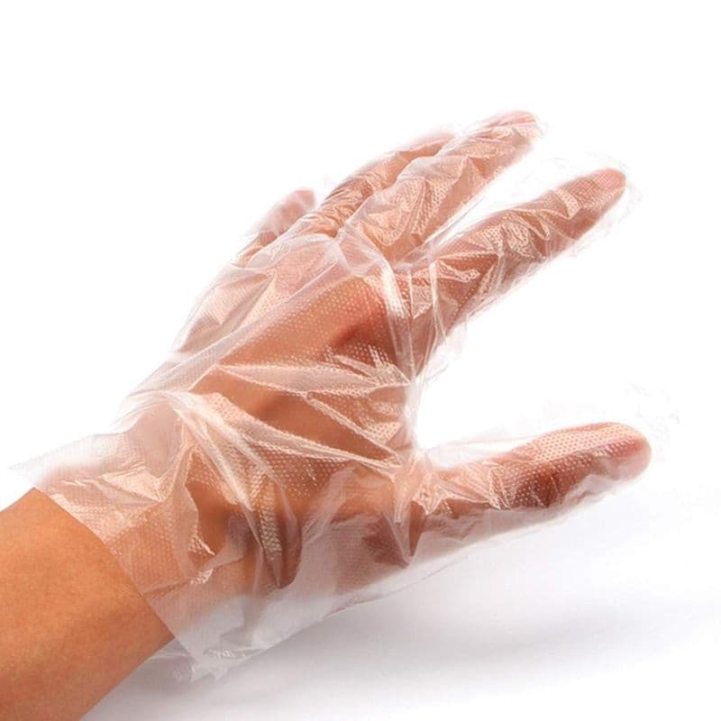 Plastic Transparent Disposable Clear Gloves White (Pack of 100) - View 1