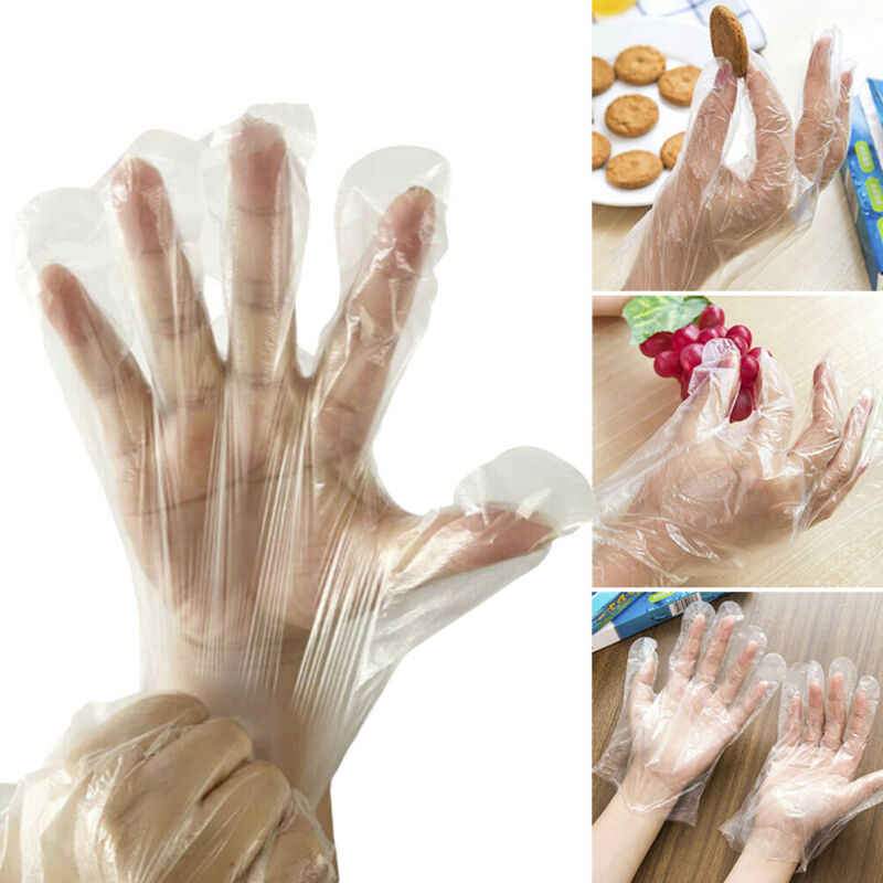 Plastic Transparent Disposable Clear Gloves White (Pack of 100) - View 3