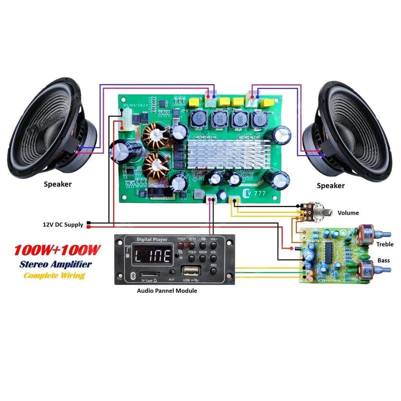 CV777 200W 12V Stereo Class D Amplifier TPA3116D2 Dual IC Inbuilt 100Wx2 - View 3