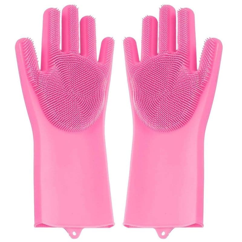 Silicone Gloves with Scrubber for Cleaning (Pair) Kim - View 2