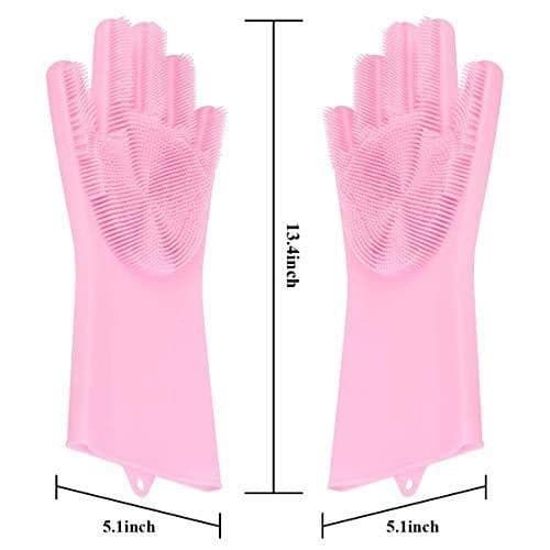 Silicone Gloves with Scrubber for Cleaning (Pair) Kim - View 3