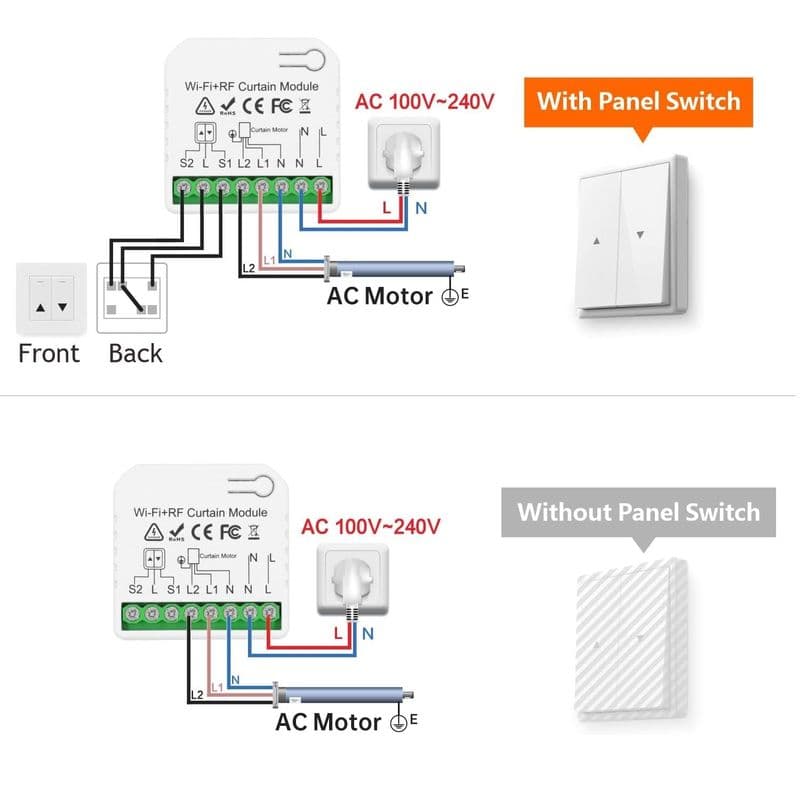 Smart WiFi Curtain Shutter Roller Switch Module with Remote - View 2