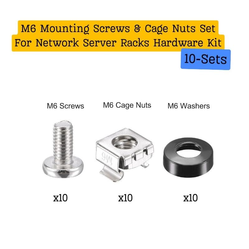 M6 Mounting Screws & Cage Nuts Set For Network Server Racks - View 2