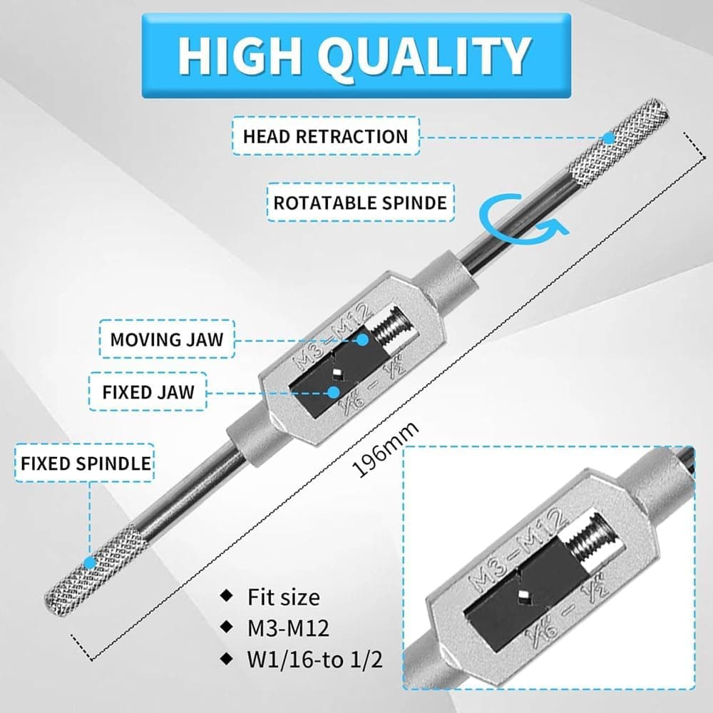8Pcs M3-M12 Metric Screw Thread Tap and Die Set - View 3