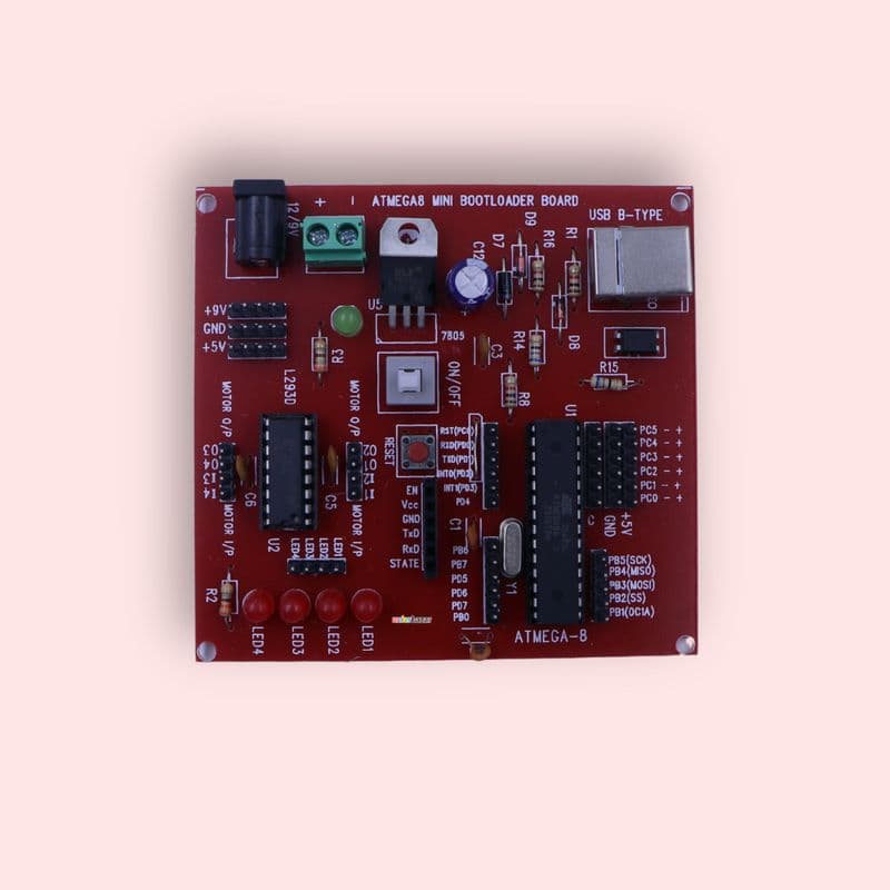 ATmega8 V1.0 Mini Development Board | AVR Microcontroller Trainer Kit for Embedded Systems - View 1