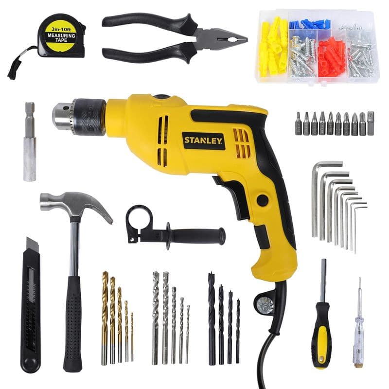 Stanley: SDH550KPA-IN 550W 13mm Corded Single Speed Hammer Drill Machine and Hand Tool Kit (120-Pieces) - View 2