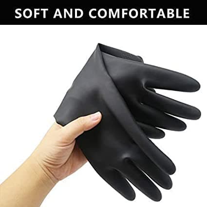 Multipurpose Natural Gum Rubber Reusable Cleaning Gloves (Pair)- Grey/Black - View 1