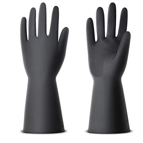 Multipurpose Natural Gum Rubber Reusable Cleaning Gloves (Pair)- Grey/Black - View 2