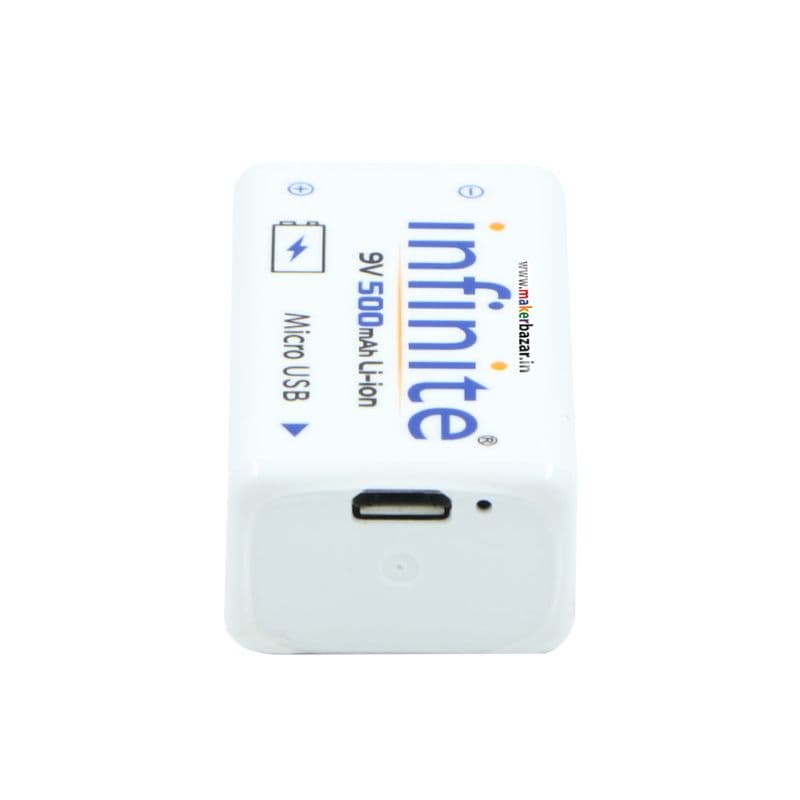 Envie: Infinite ERB-9V-MU 9volt 500mAh USB Rechargeable Li-ion Battery - View 3