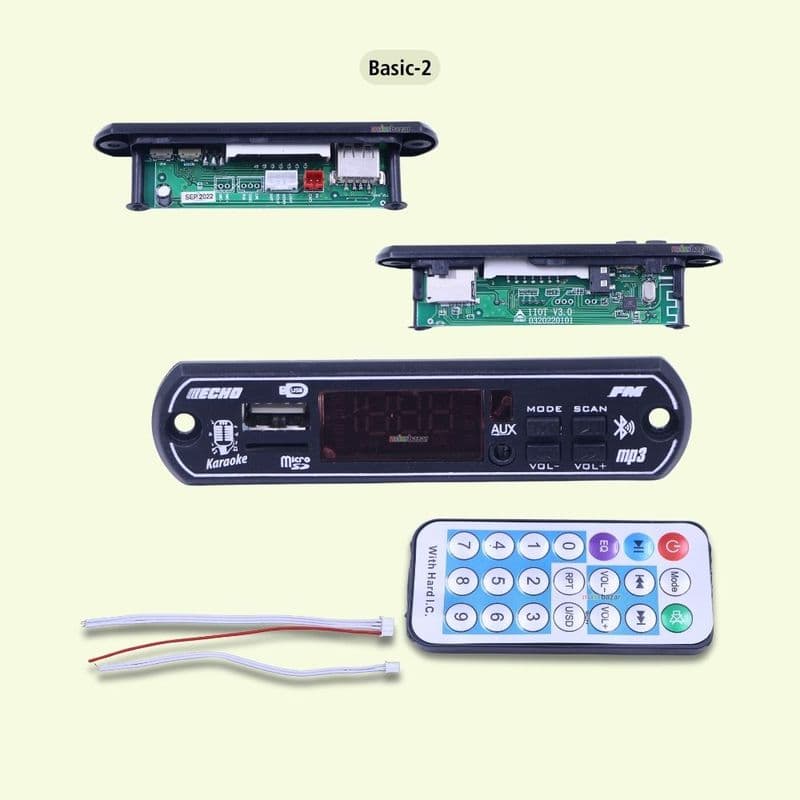 Music Player Modules with Remote, Stereo Board With Built In Display Bluetooth, FM,USB,SD-Card Slot,Aux & Amplifier for DIY/Cars - View 3