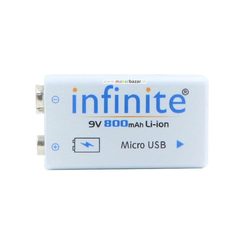 Envie: Infinite ERB-9V-MU 9volt 800mAh USB Rechargeable Li-ion Battery - View 1