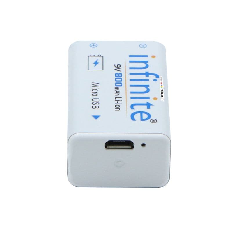 Envie: Infinite ERB-9V-MU 9volt 800mAh USB Rechargeable Li-ion Battery - View 3