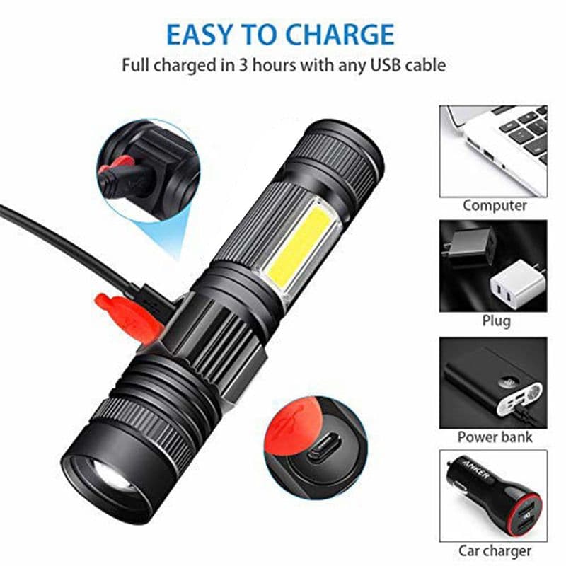 3-Mode LED Rechargeable Pocket Flashlight - View 2