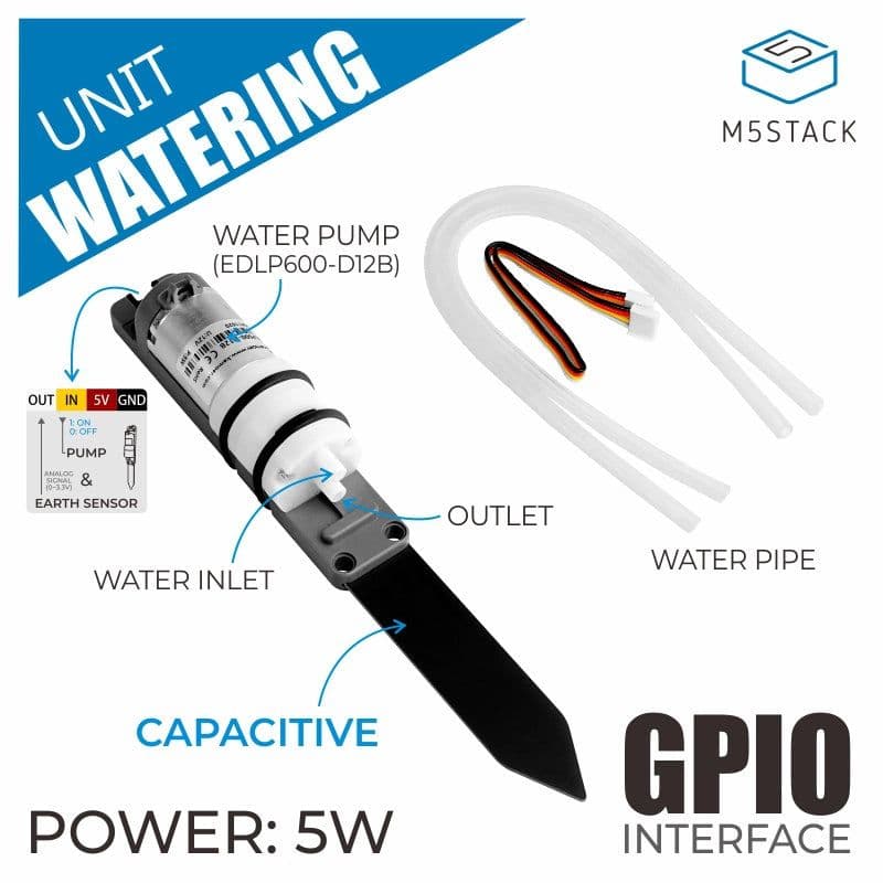 M5STACK U101 Watering Unit with Moisture Sensor and Pump - View 3