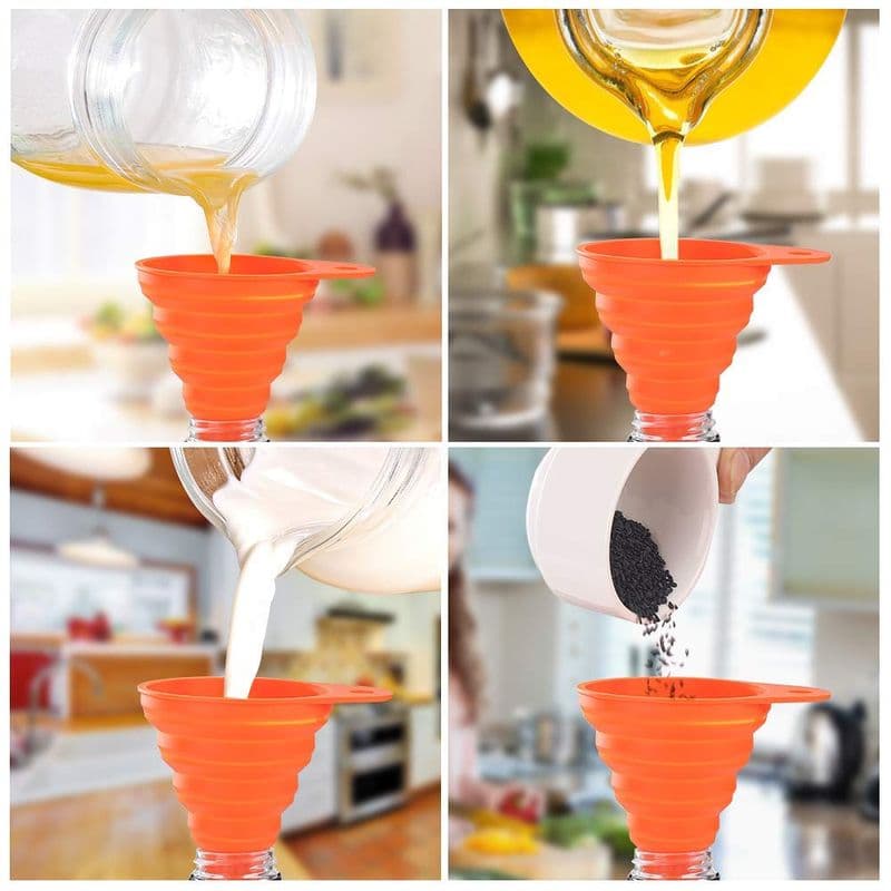 Collapsible Heat Resistant Silicone Funnel - Multicolour - View 2