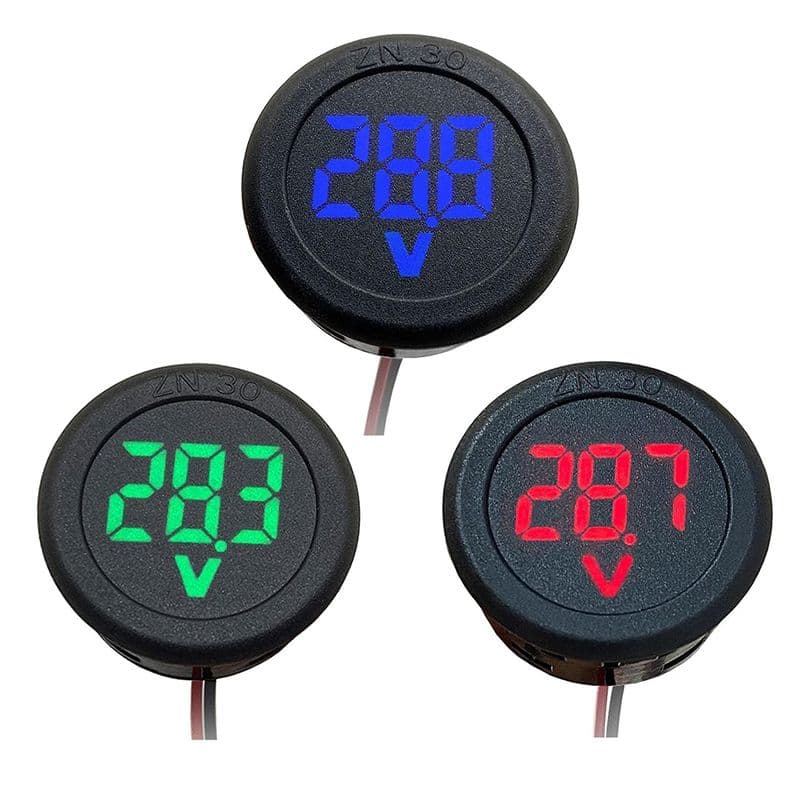 Circular Two-Wire Voltmeter DC 5-100V Round LED Display - View 1