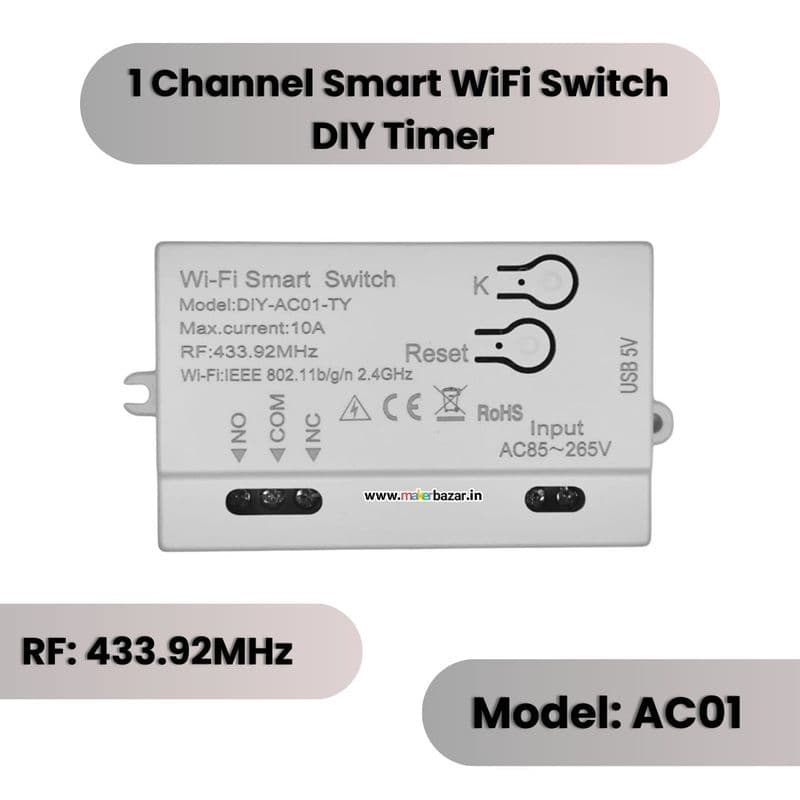 DIY-AC0x-TY AC Tuya Smart WiFi+RF Switch DIY Timer - View 2