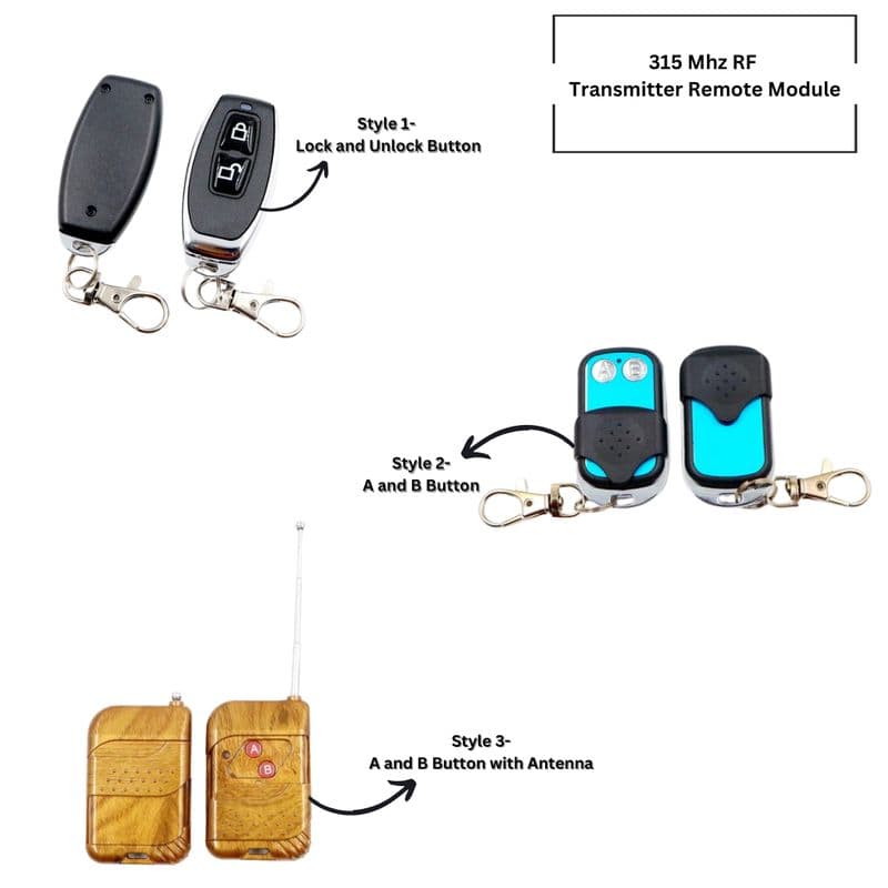 2-Channel 315-Mhz RF Transmitter Remote Module - View 1