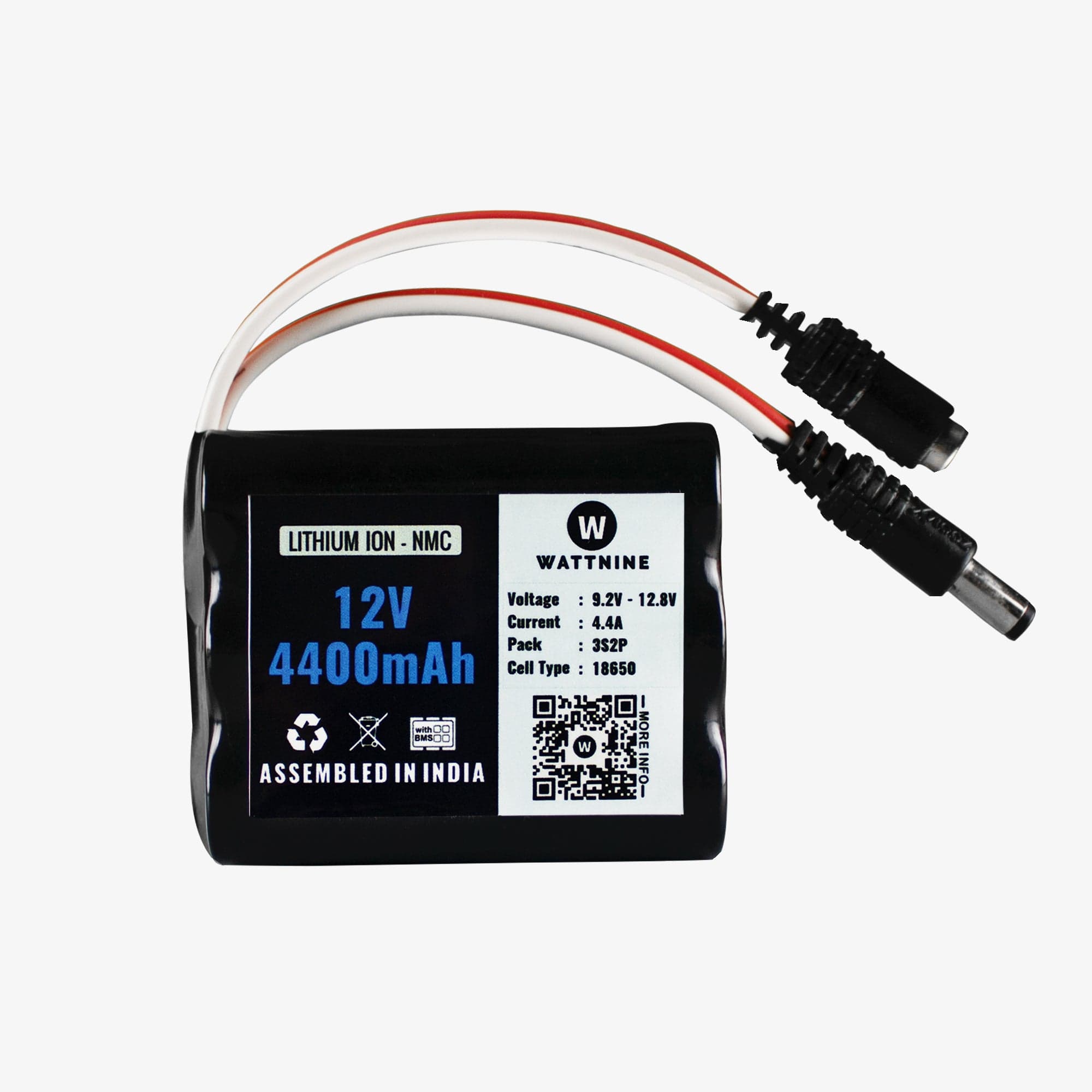 WATTNINE® 12V 4400mAh Lithium ion Battery Pack with 3 year Warranty - View 1