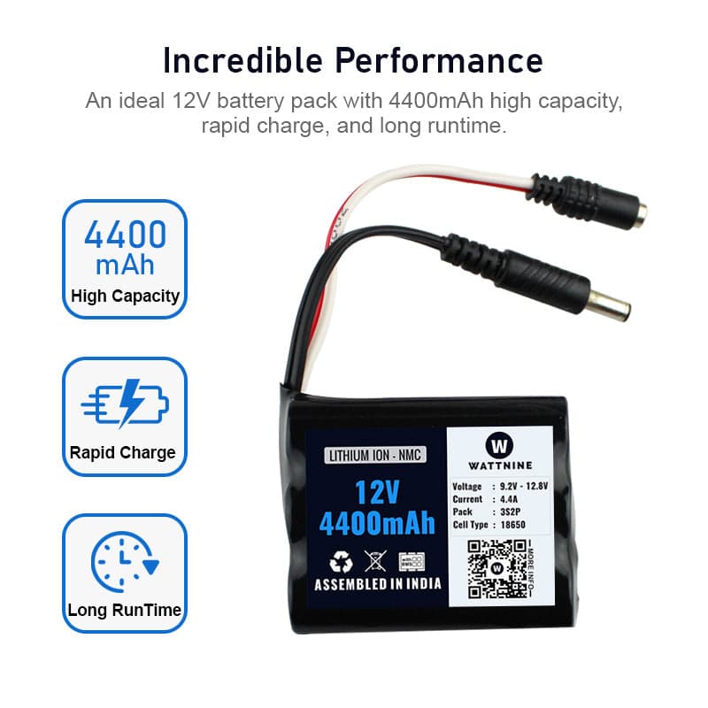 WATTNINE® 12V 4400mAh Lithium ion Battery Pack with 3 year Warranty - View 3