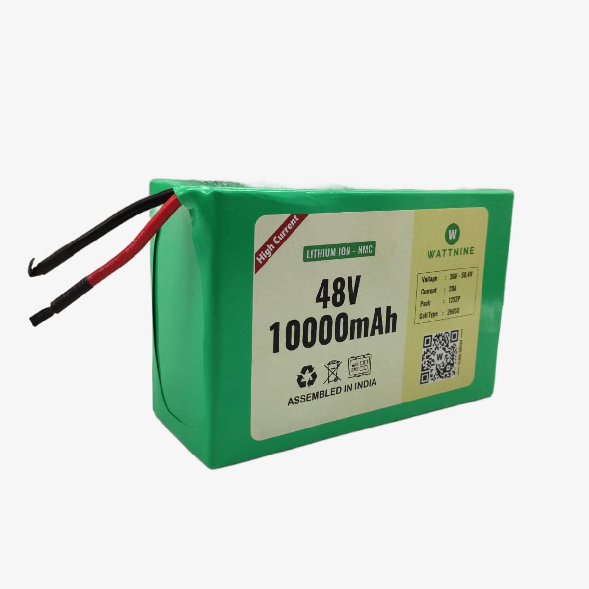 WATTNINE® 48V 10Ah Rechargeable Lithium Ion Battery Pack with 3 year Warranty - View 2