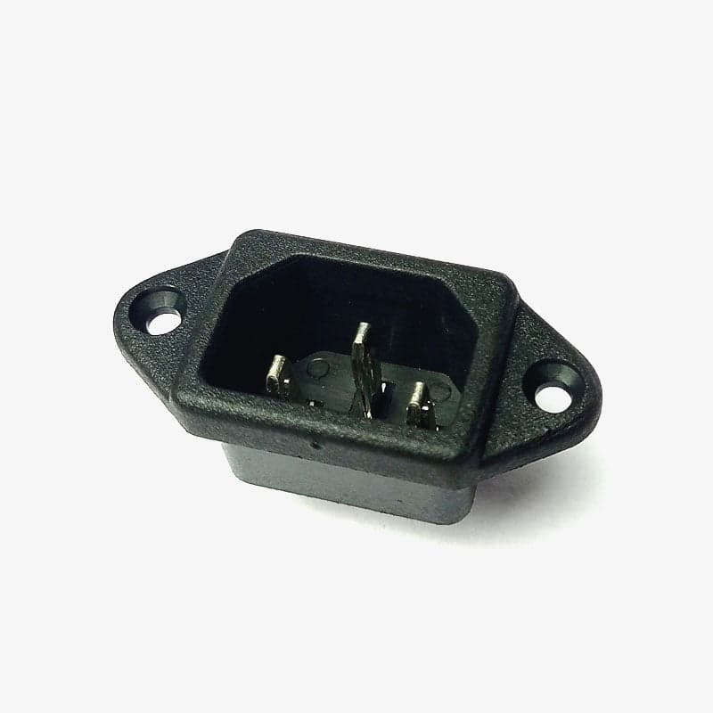 3-Pin Male Panel Mount AC Power Supply Socket - 10A 250V - View 3