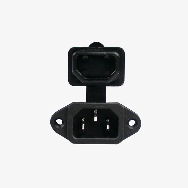 3 Pin Male Connector / IEC Screw Panel Mount Power Socket with Rubber Cover - View 1
