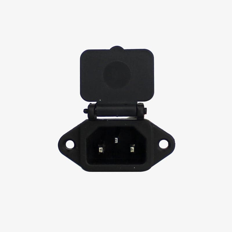 3 Pin Power Socket Male Connector / IEC Screw Panel Mount with Plastic Cover - View 1