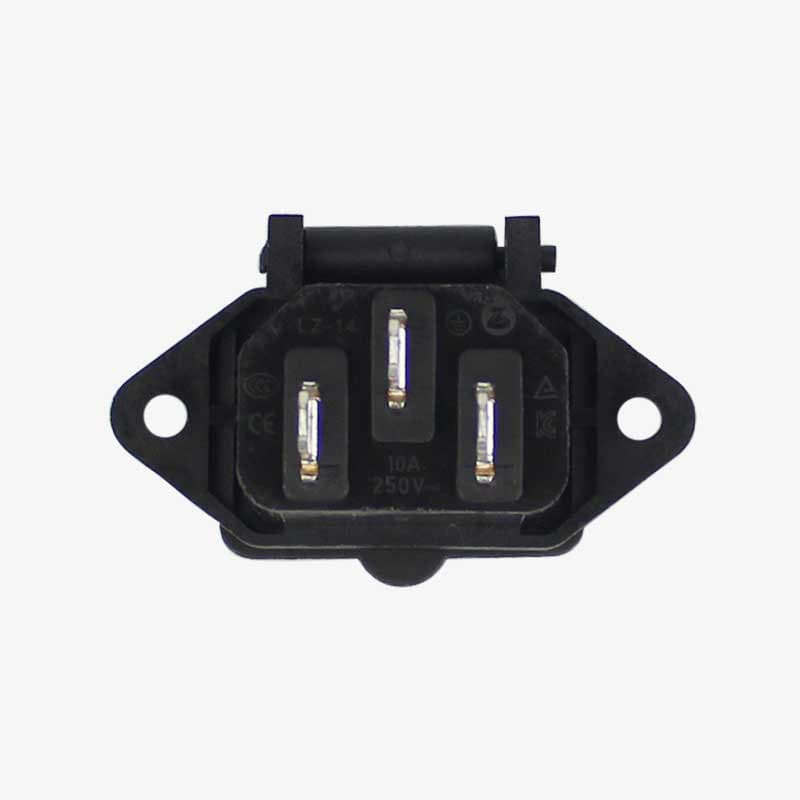 3 Pin Power Socket Male Connector / IEC Screw Panel Mount with Plastic Cover - View 3