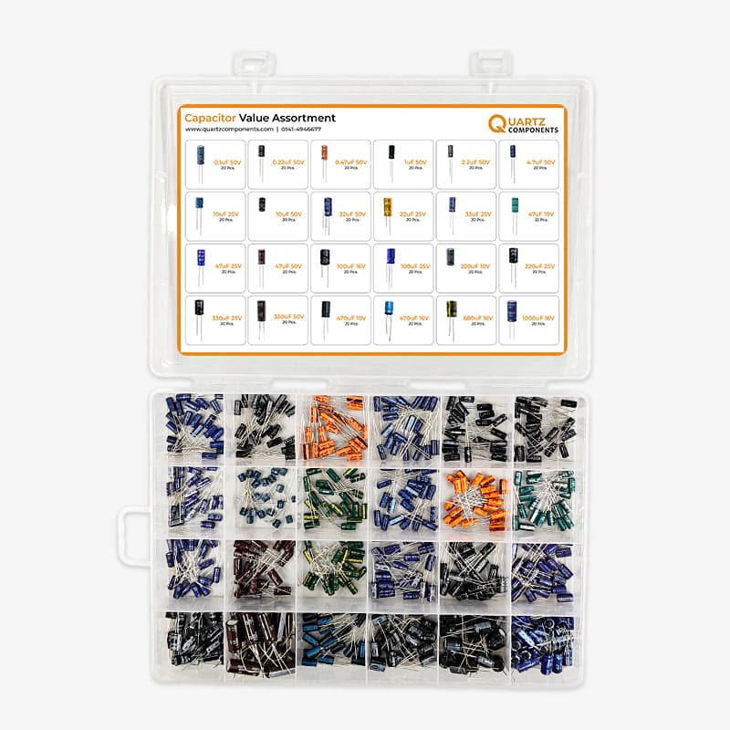 480 Pcs (24 Values) 0.1uF-1000uF of 10V-50V Range Electrolytic Capacitor Assortment Kit - View 3