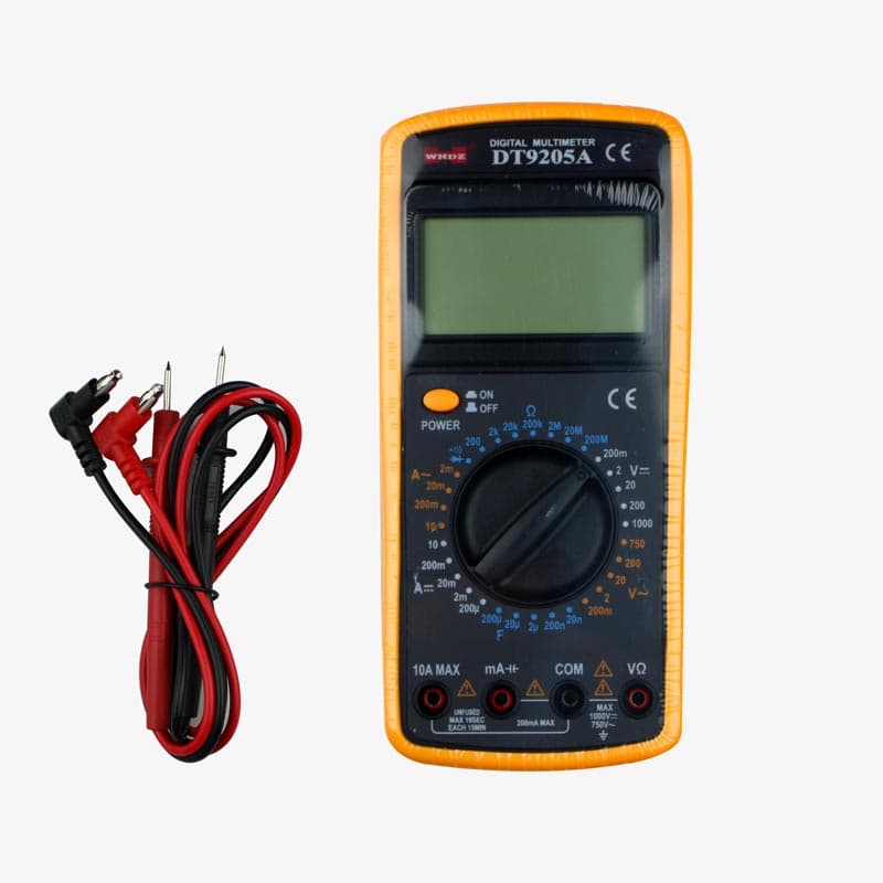 DT9205A Digital Multimeter with Probes and Battery - View 1
