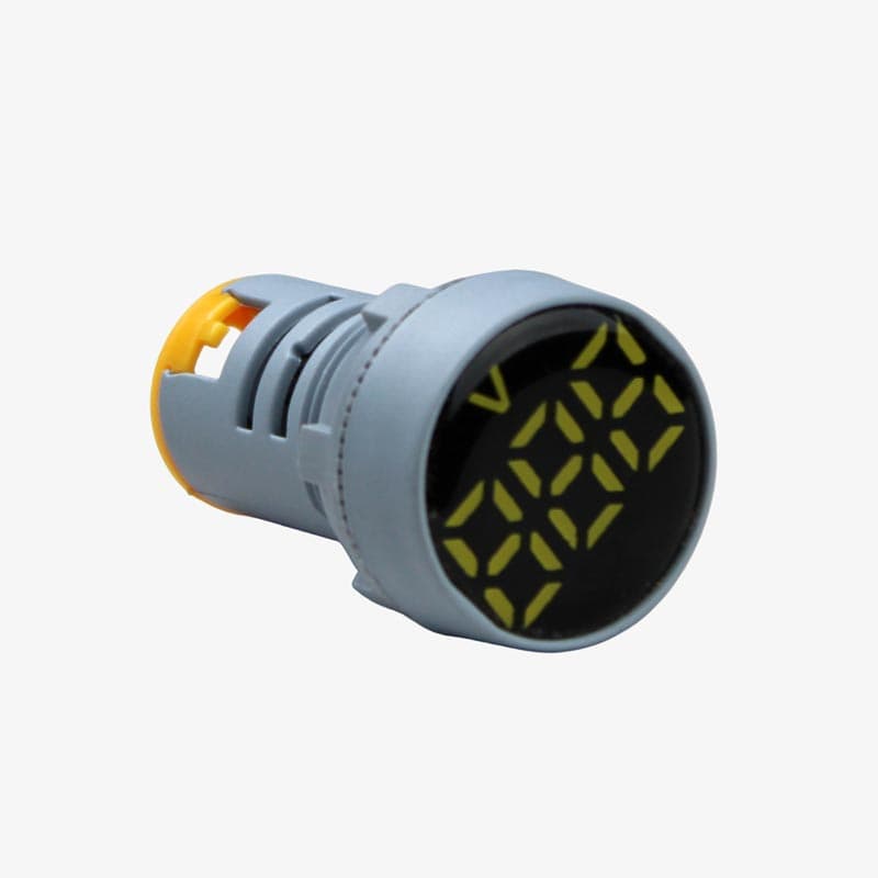 Sibass AD16-22DSV AC Voltmeter Display Round Yellow 22mm (60 to 500 VAC) - View 1