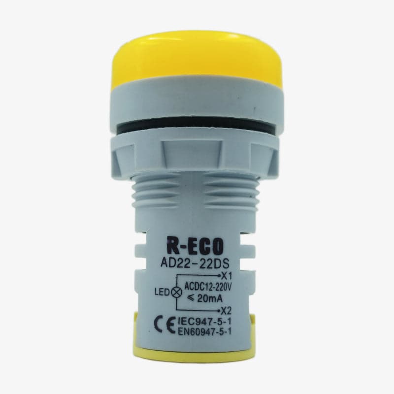 SIBASS SE-AS22-7S LED Indicator Panel Mount - 12VDC 220AC Yellow - View 1