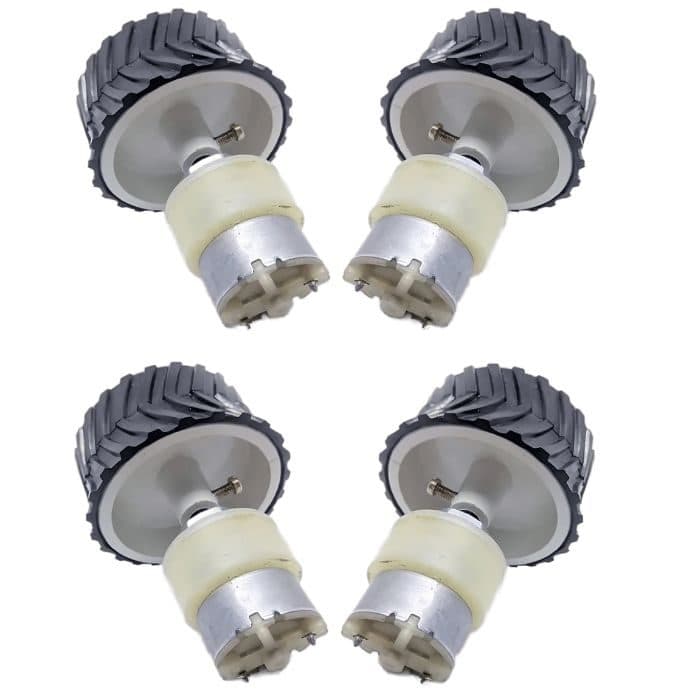 4 pieces 7 X 4 Cm Gear Motor Robot Wheel & 4 pieces 200 RPM Gear Motor for Robotics Science Project - View 1