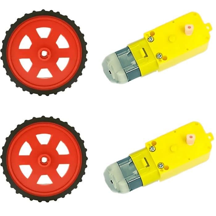 Red BO Motor Wheel +100 RPM Single Shaft BO Motor - Set of 2 - View 1