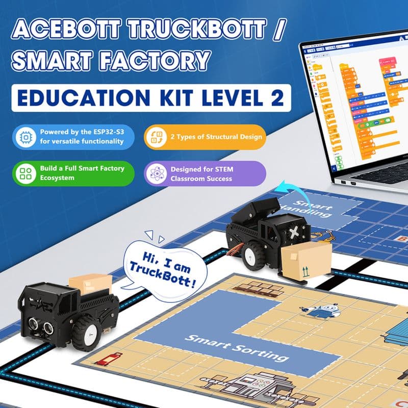 ACEBOTT QE032 TruckBott Smart Car Kit with ESP32 Controller Supports Arduino, ACECode & Python | STEM Classroom & Home Education – Year 5 Level 2 - View 2
