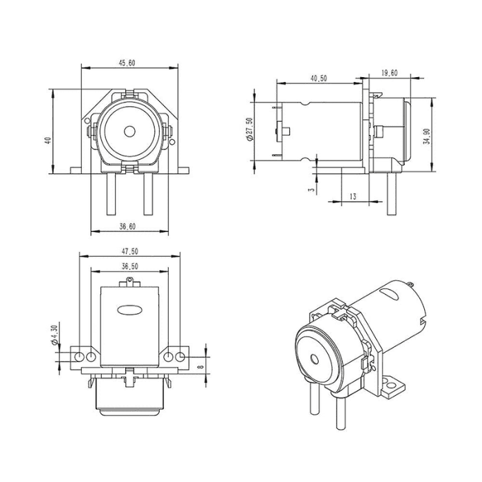 6V 5000RPM Peristaltic Dosing Pump - View 1