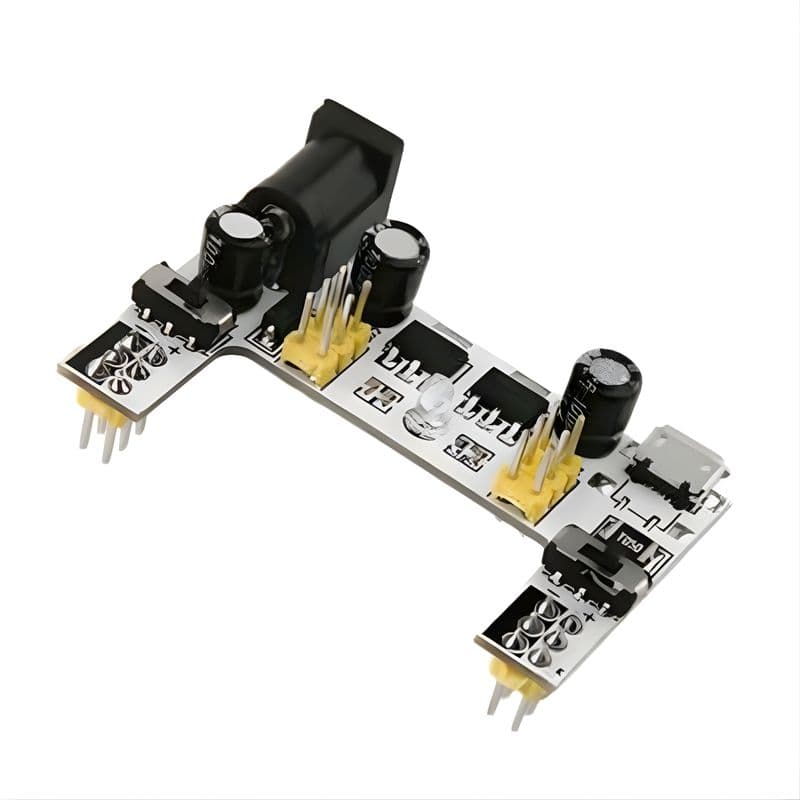 Breadboard Power Supply Module – Micro USB & DC 7–12V Dual Channel - View 1