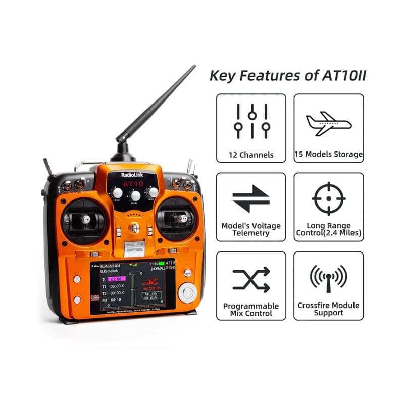 Radiolink AT10II with R12DS – Transmitter and Receiver for Drones, Cars & Boats - View 2