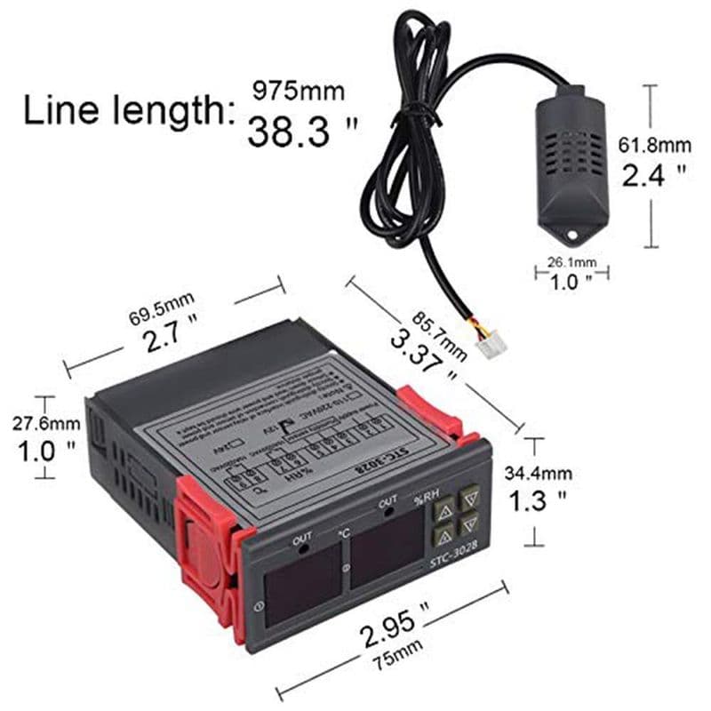 12V STC-3028 Dual Digital Thermostat Temperature Humidity Control - View 2