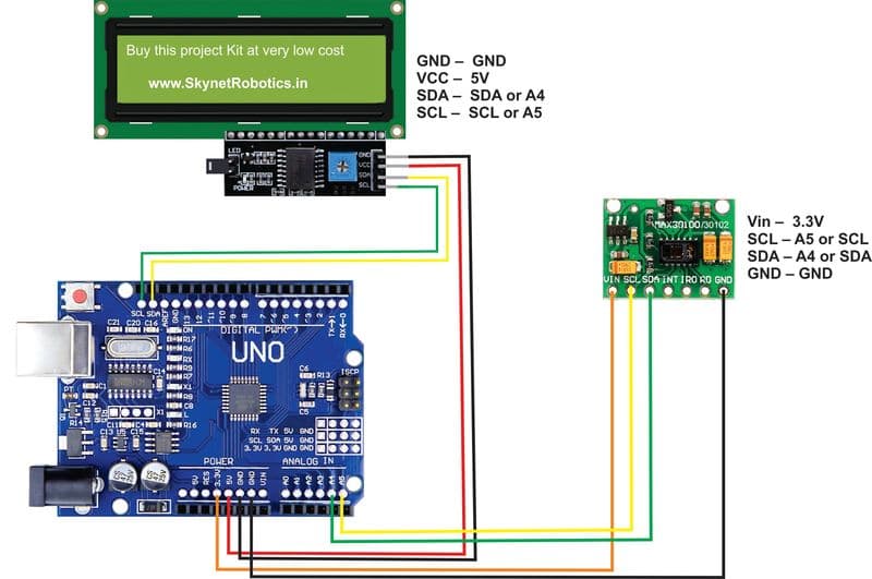 Arduino heart rate monitor MAX30102 project kit - View 2