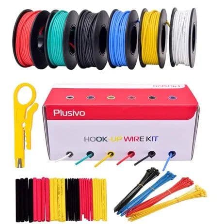 Plusivo 24AWG Hook up Wire Kit – 600V Pre-Tinned Stranded Silicon Wire of 6 Colors x 9M - View 2