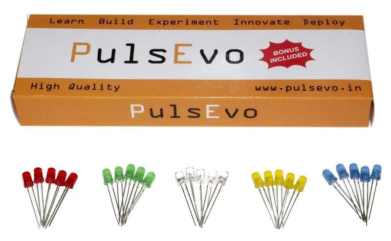 PulsEvo 5mm Diffused LED(100 Pcs) Assortment Kit With Bonus Resisitor Pack - View 2