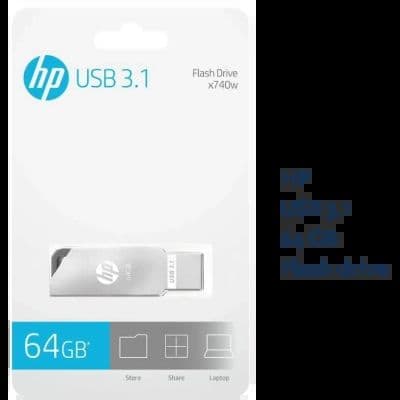 HP X740W Metal USB 3.0/3.1 Flash Drive 64 GB Pen Drive (Silver) - View 1