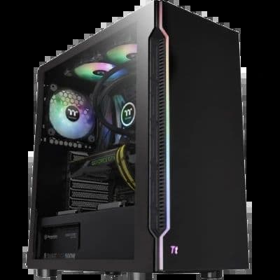 Thermaltake H200 Tempered Glass Snow Edition RGB Light Strip ATX Mid Tower Case with One 120mm Rear Fan Pre-Installed - View 1